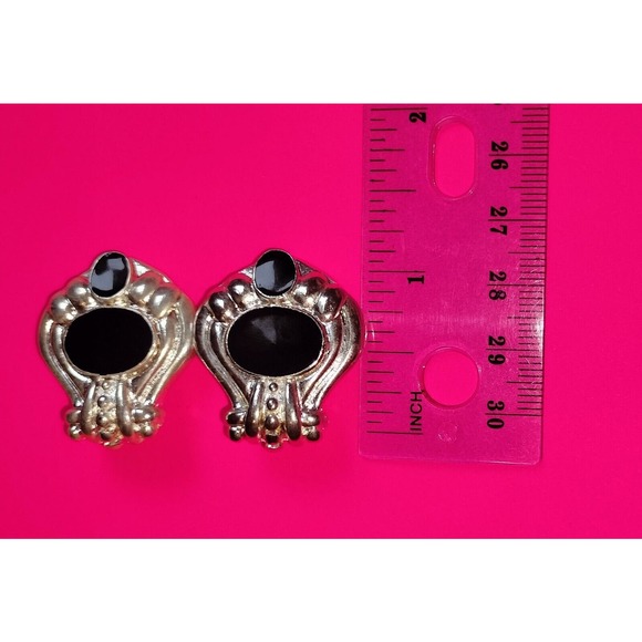 Pendant Set Silver Tone Faux Black Onyx Jewelry Retro Pair Necklace Gift Unique - Picture 13 of 15